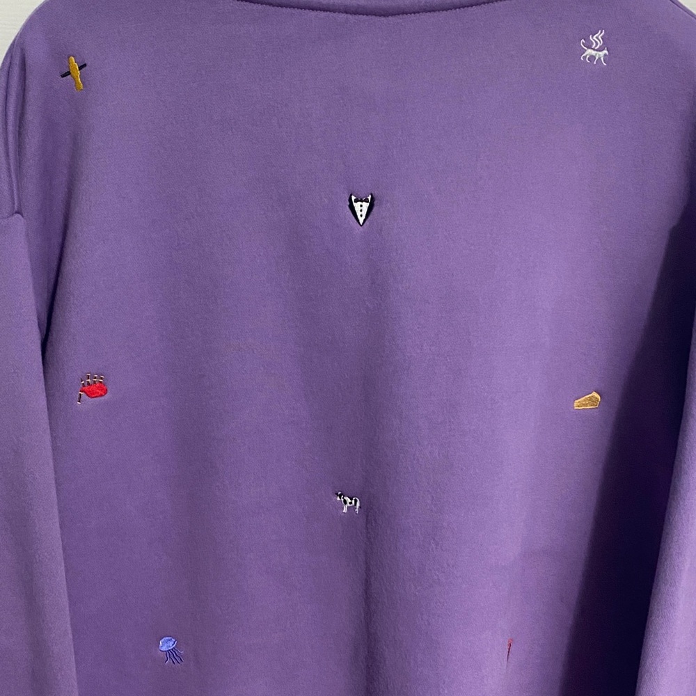 Purple Heavy Weight Crewneck Sweatshirt with Friends Charms Embroidered 2XL - Picture 14 of 16